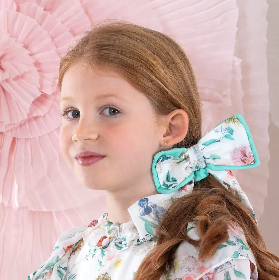 Patachou Girls Green Floral Hair Bow Elastic^ Hair Accessories