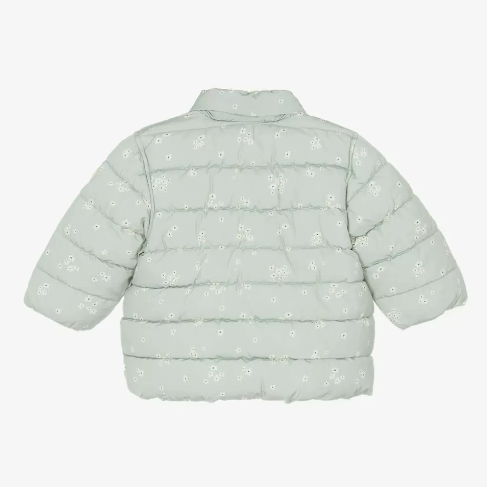 Petit Bateau Girls Green Floral Hooded Puffer Coat^ Coats & Jackets