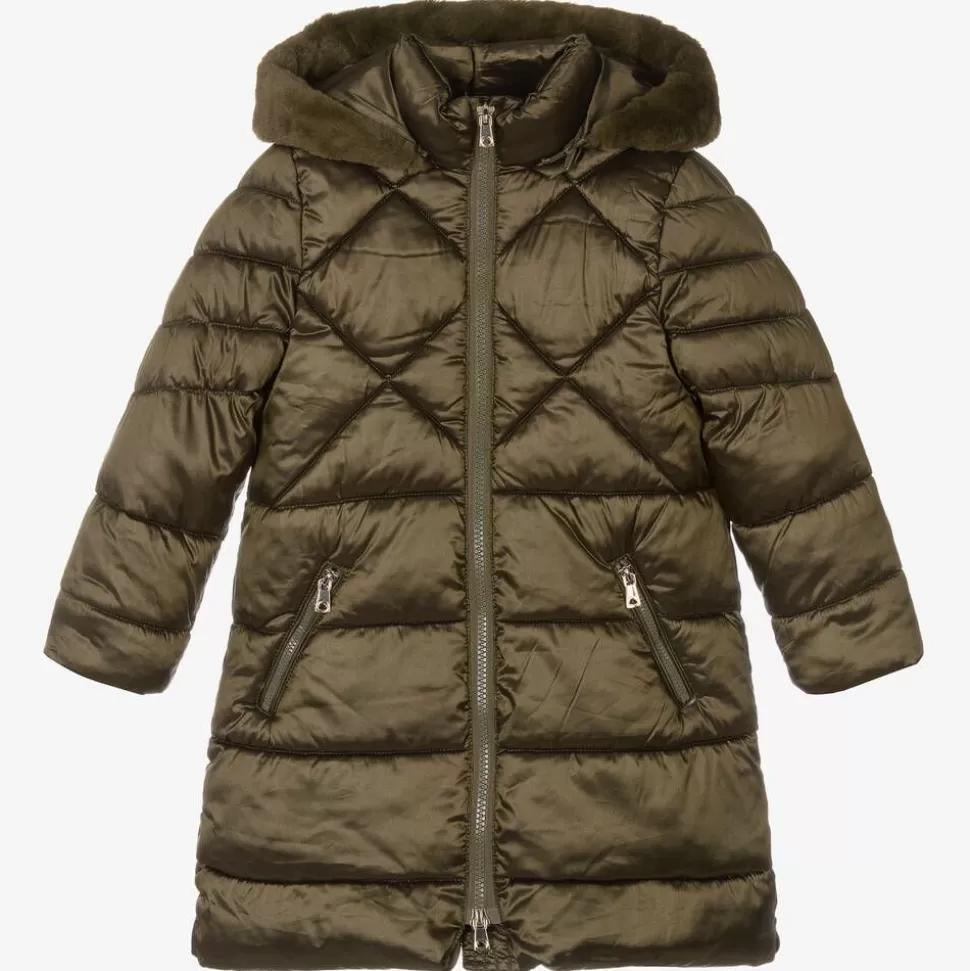 Mayoral Girls Green Hooded Puffer Coat^ Coats & Jackets