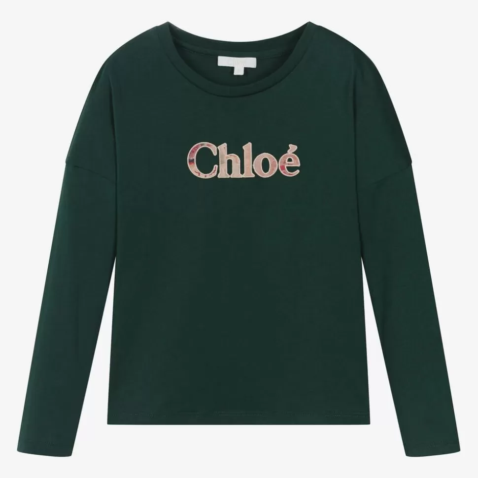 Chloé Girls Green Organic Cotton Top^ Tops