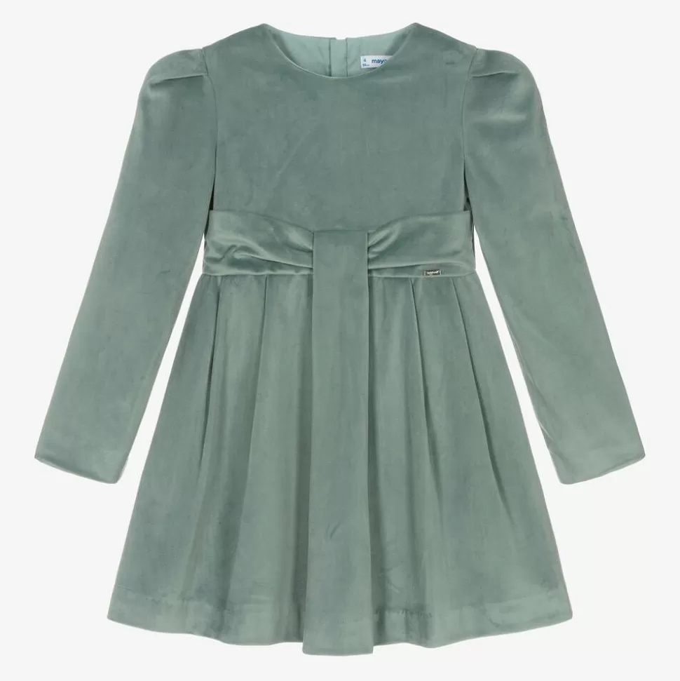 Mayoral Girls Green Velvet Dress^ Dresses