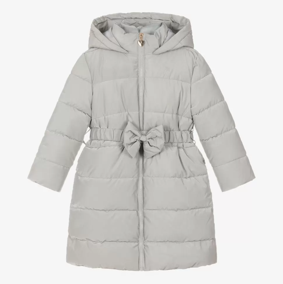 Caramelo Kids Girls Grey Bow Puffer Coat^ Coats & Jackets