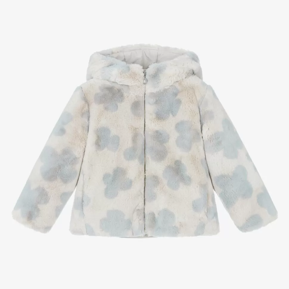 Mayoral Girls Grey Faux Fur Flower Jacket^ Coats & Jackets