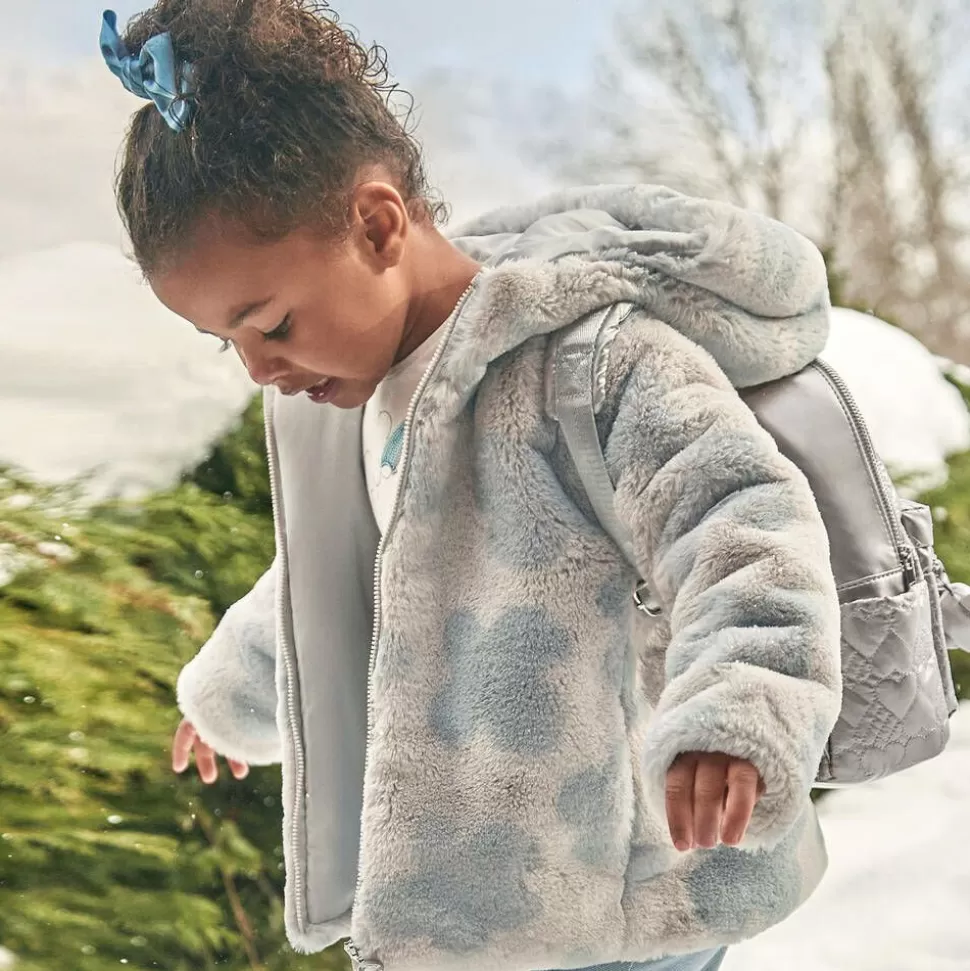 Mayoral Girls Grey Faux Fur Flower Jacket^ Coats & Jackets