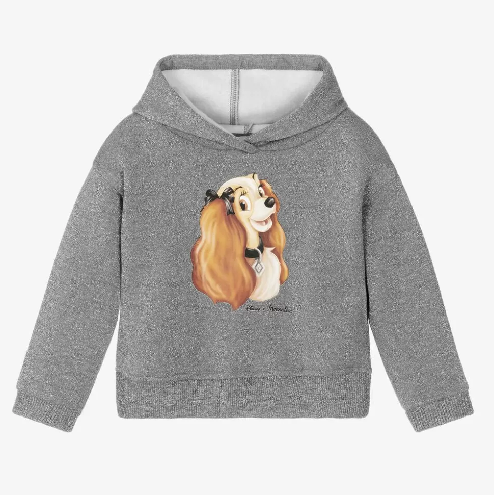 Monnalisa Girls Grey Sparkly Disney Hoodie^ Tops