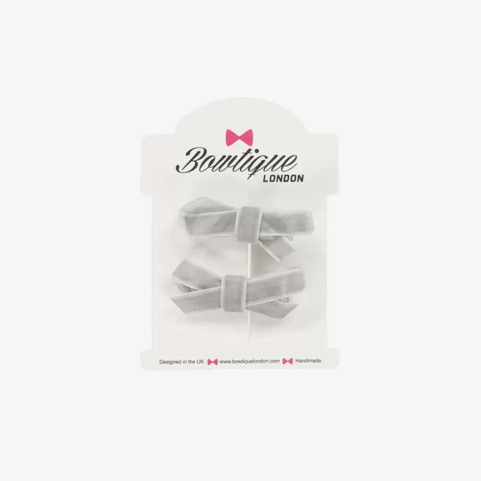 Bowtique London Girls Grey Velvet Bow Hair Clips (2 Pack)^ Hair Accessories