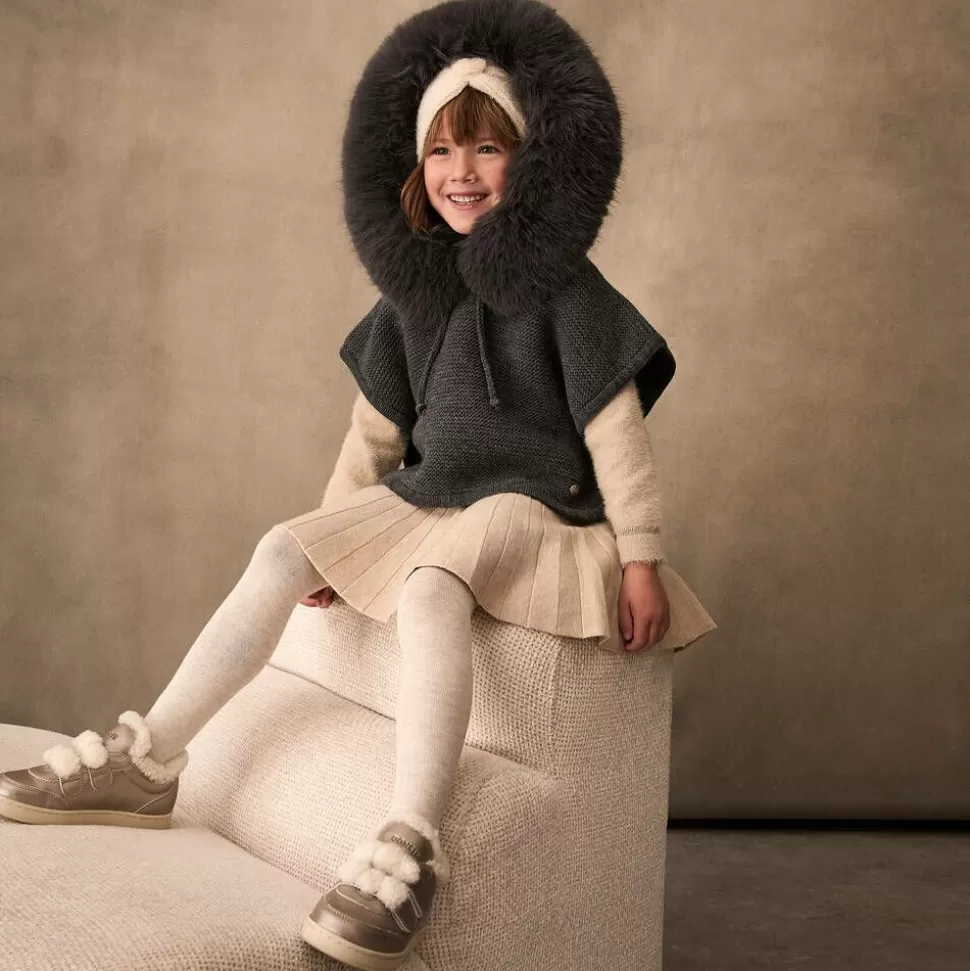 Paz Rodríguez Girls Grey Wool Knit Poncho^ Coats & Jackets