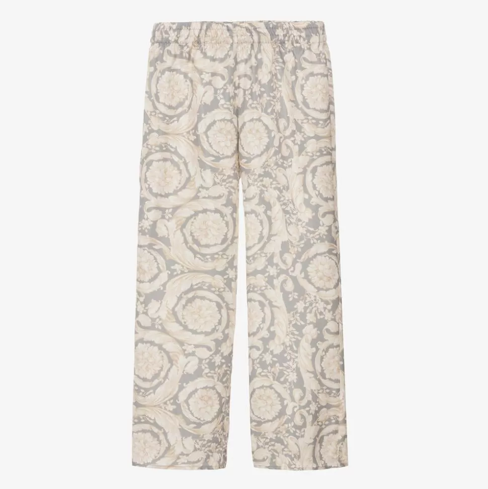 Versace Girls Ivory & Grey Silk Barocco Trousers^ Trousers