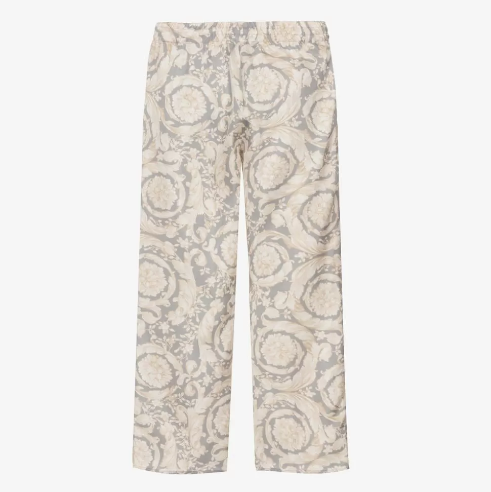 Versace Girls Ivory & Grey Silk Barocco Trousers^ Trousers