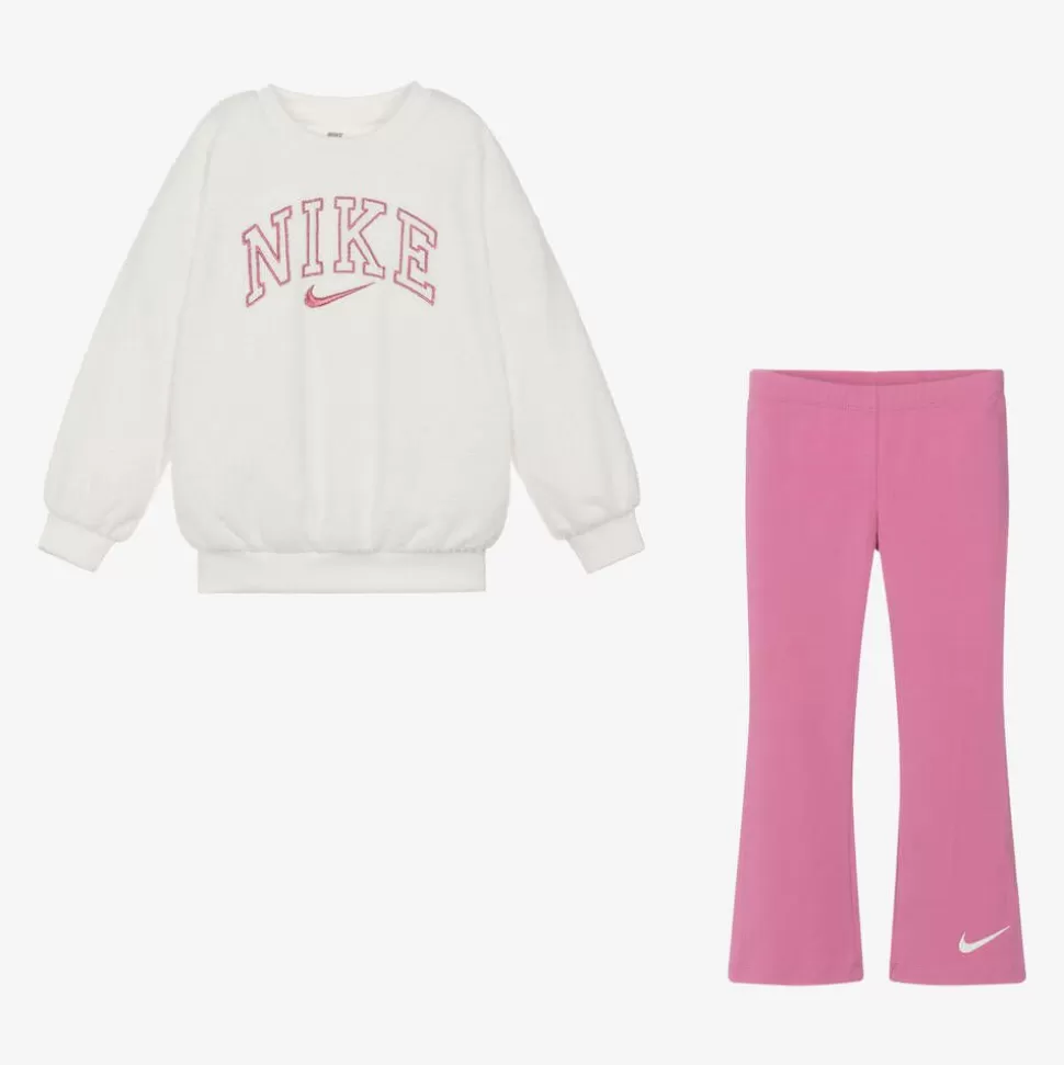 Nike Girls Ivory & Pink Leggings Set^ Outfit Sets