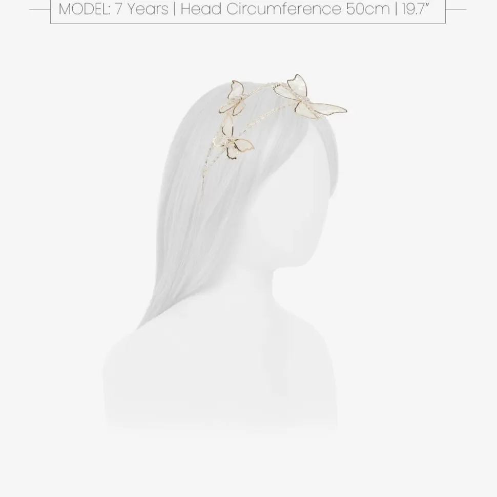 Junona Girls Ivory Bead & Lace Butterfly Hairband^ Hair Accessories