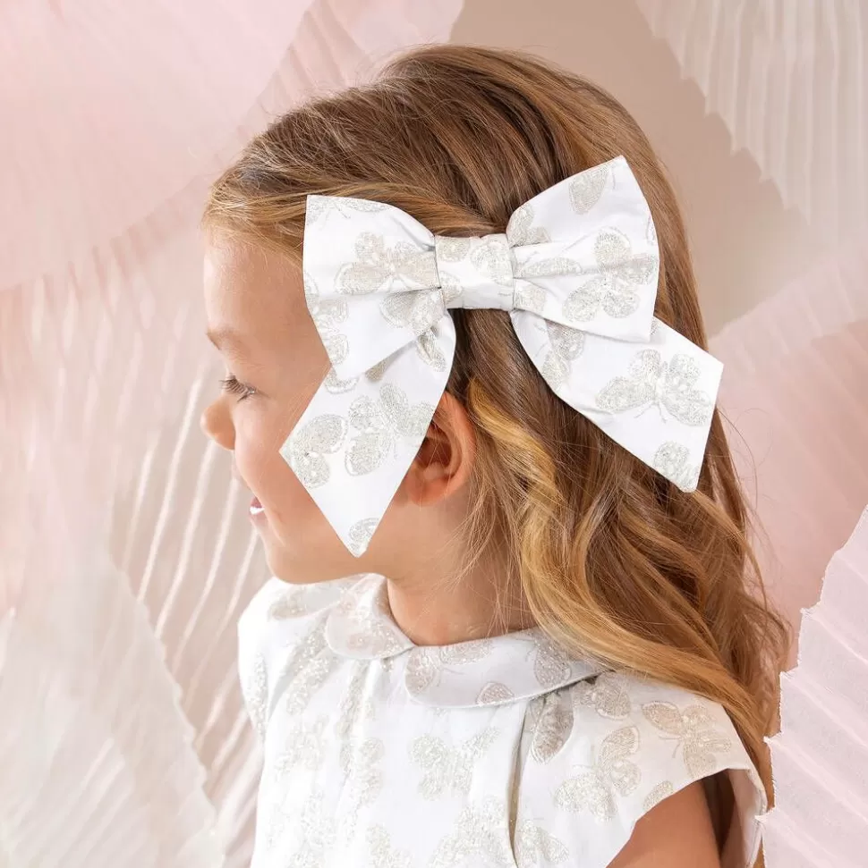 Patachou Girls Ivory Butterfly Print Bow Hair Clip (14cm)^ Hair Accessories