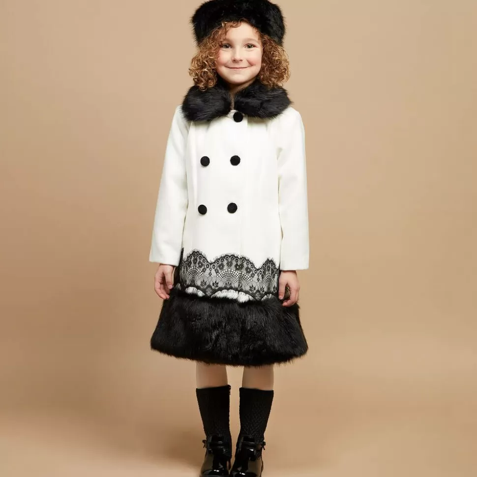 Romano Princess Girls Ivory Coat & Faux Fur Hat Set^ Coats & Jackets