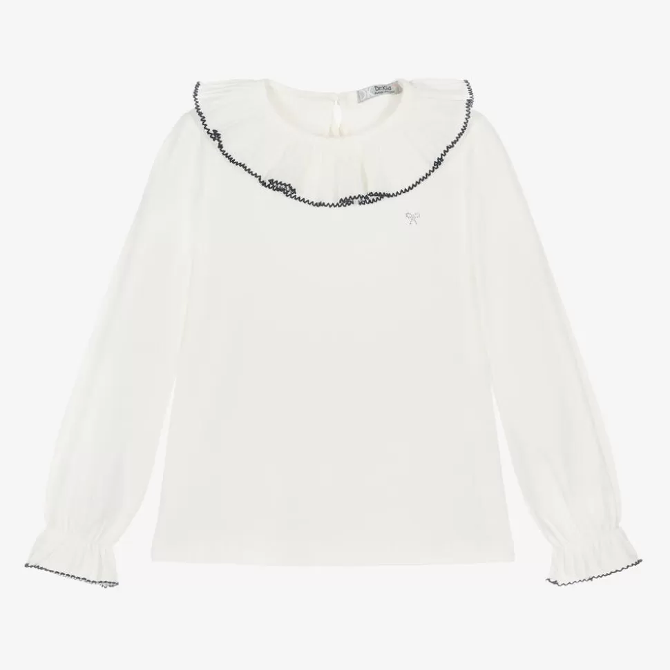 Dr. Kid Girls Ivory Collared Cotton Top^ Tops