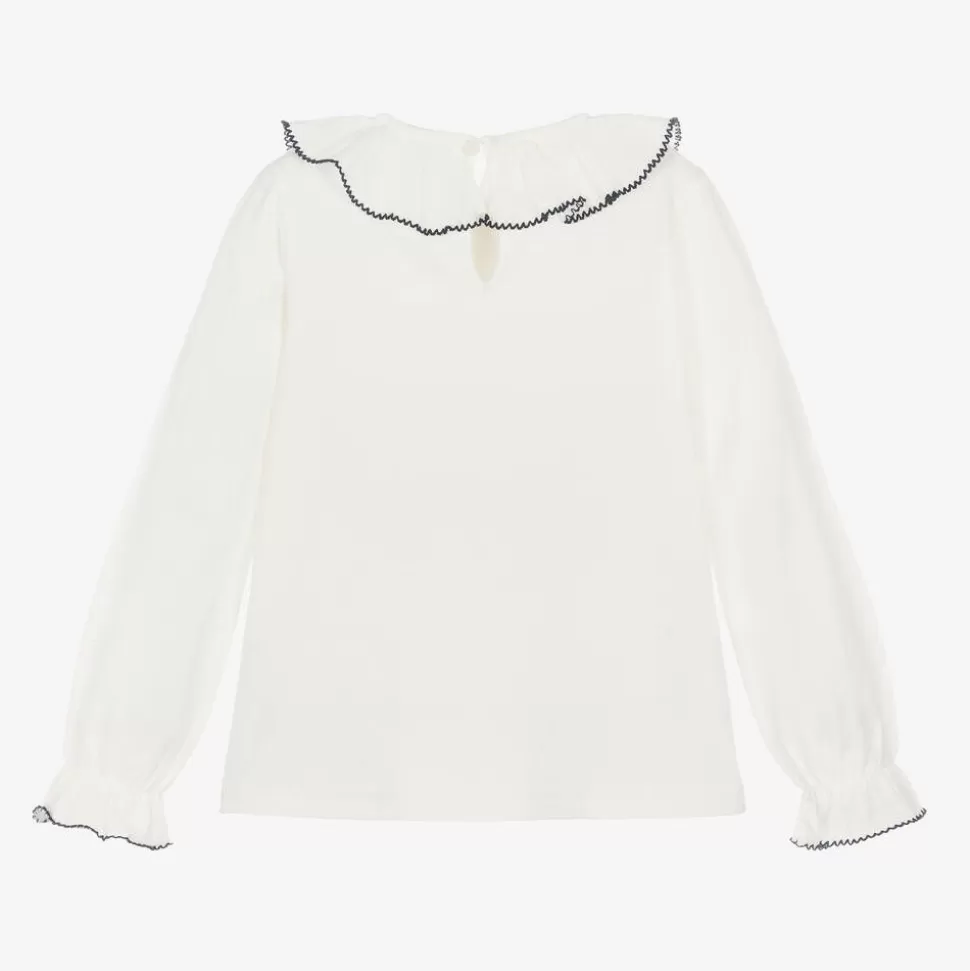 Dr. Kid Girls Ivory Collared Cotton Top^ Tops