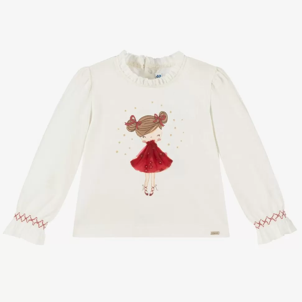 Mayoral Girls Ivory Cotton Ballerina Top^ Tops