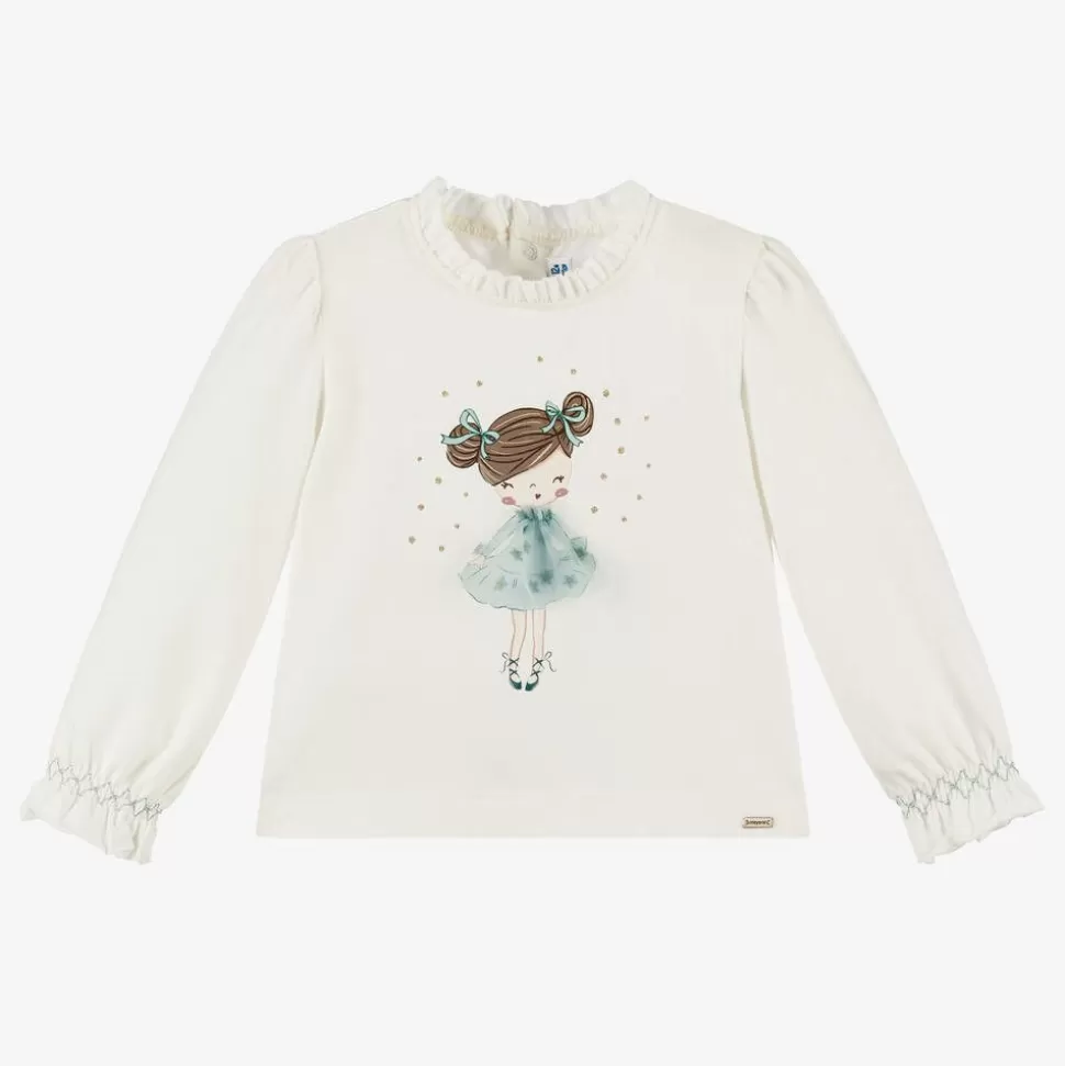 Mayoral Girls Ivory Cotton Ballerina Top^ Tops