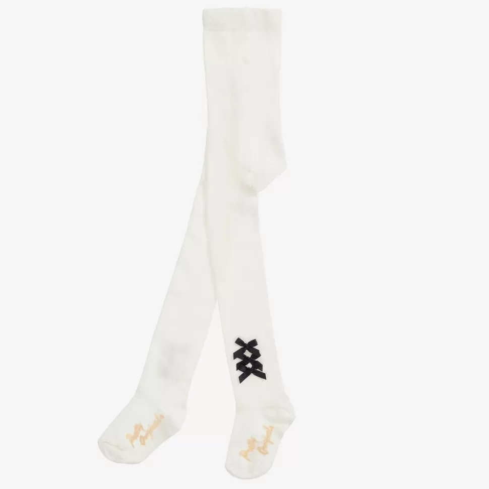 Pretty Originals Girls Ivory Cotton Bow Tights^ Tights