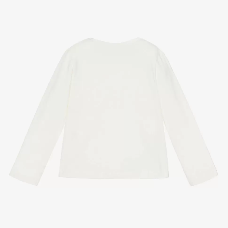 Mayoral Girls Ivory Cotton Diamanté Top^ Tops