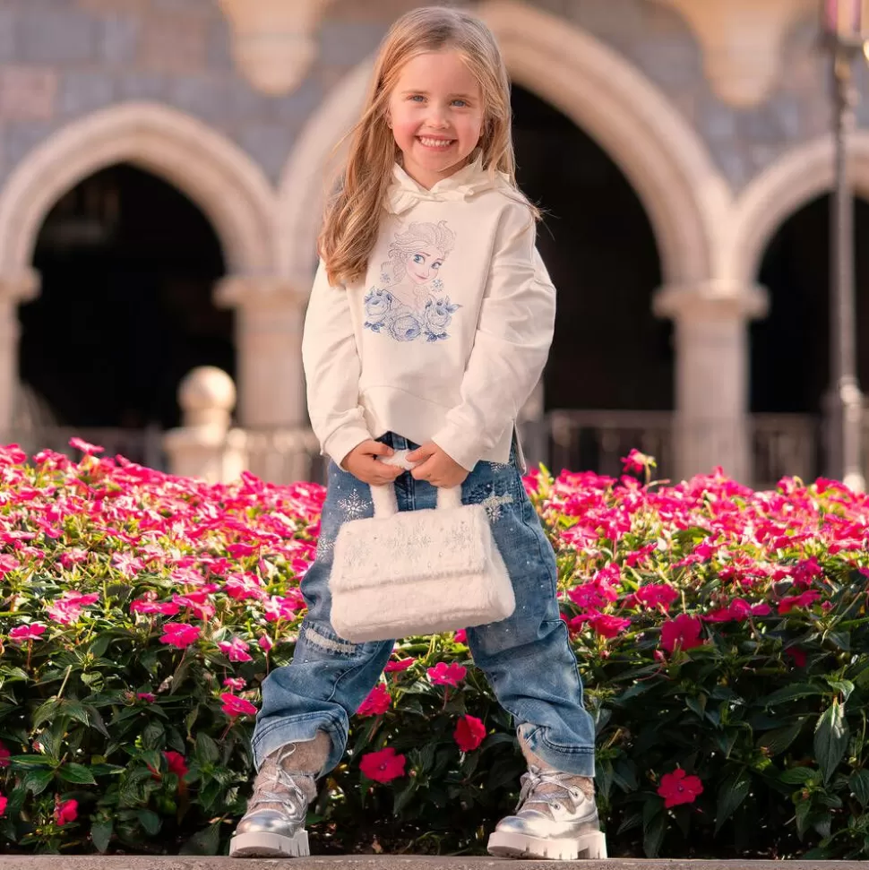 Monnalisa Girls Ivory Cotton Disney Hoodie^ Tops