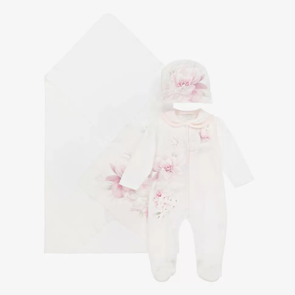 Sofija Girls Ivory Cotton Floral Babysuit Set^ Gifts | Babysuits