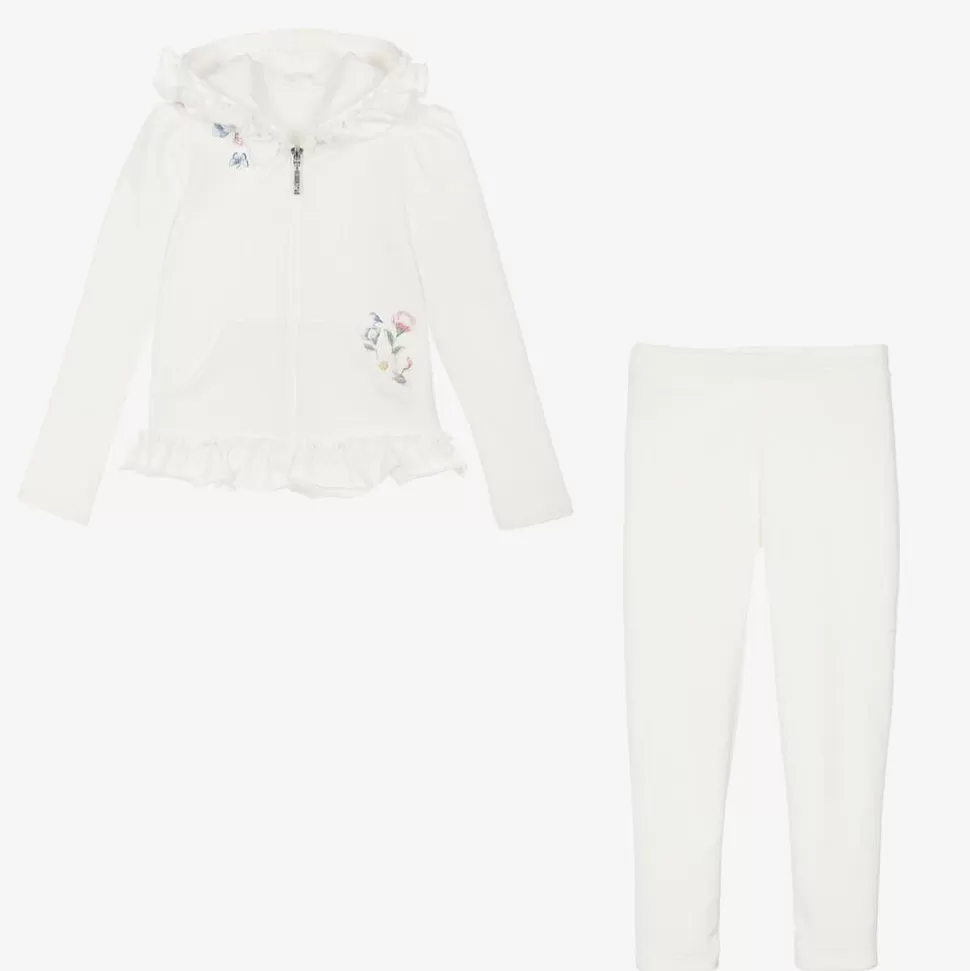 Lapin House Girls Ivory Cotton Floral Leggings Set^ Outfit Sets