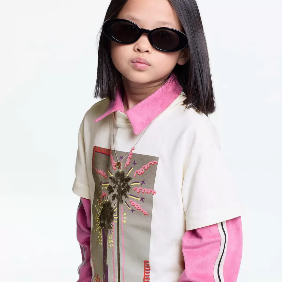 Palm Angels Girls Ivory Cotton Graphic T-Shirt^ Tops
