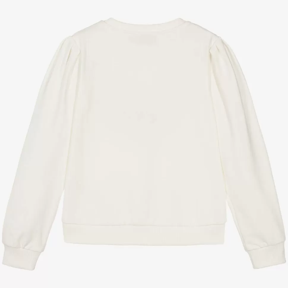 Moschino Kid-Teen Girls Ivory Cotton Heart Print Sweatshirt^ Tops