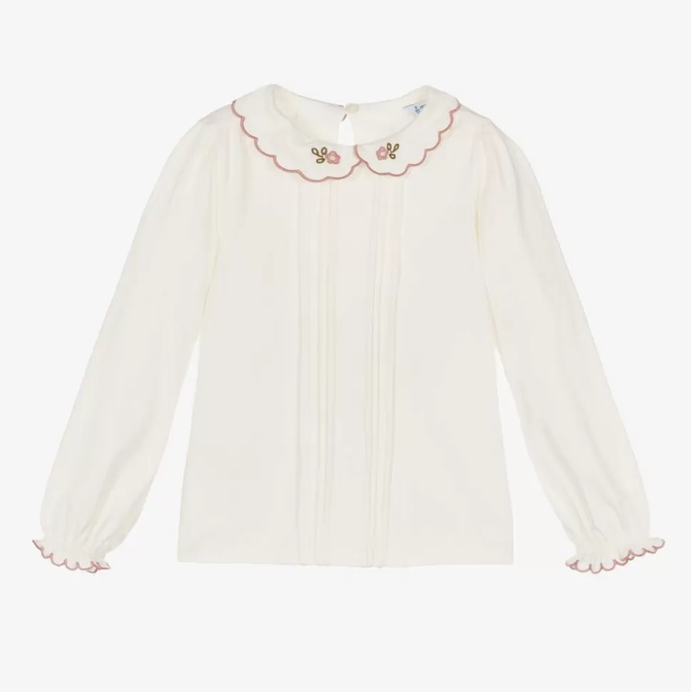 Mayoral Girls Ivory Cotton Jersey Blouse^ Tops