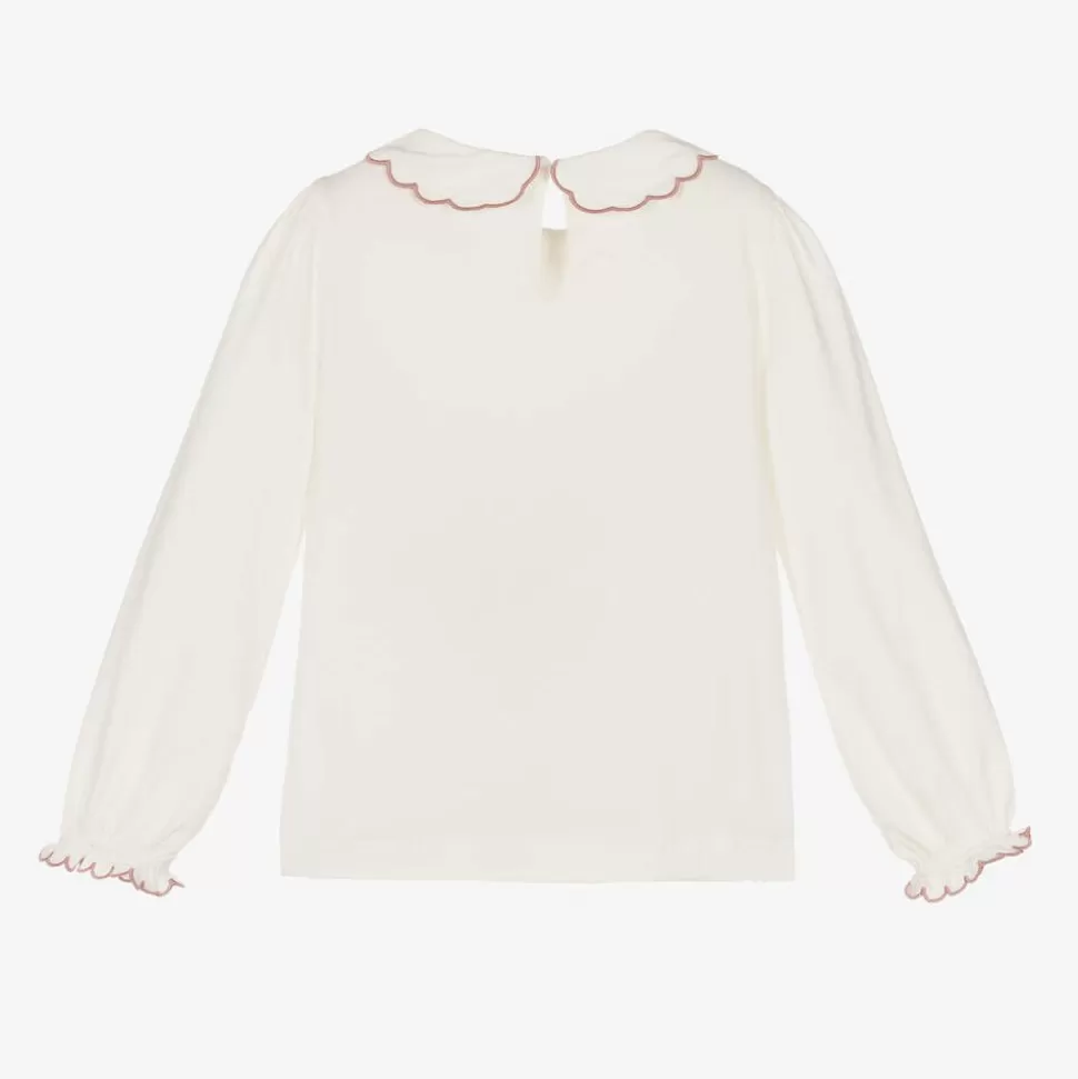 Mayoral Girls Ivory Cotton Jersey Blouse^ Tops