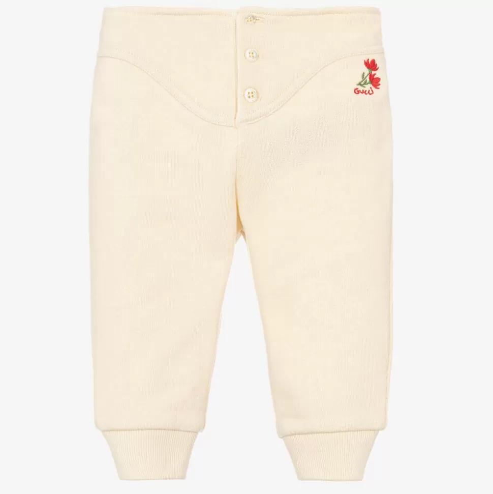 Gucci Girls Ivory Cotton Joggers^ Trousers