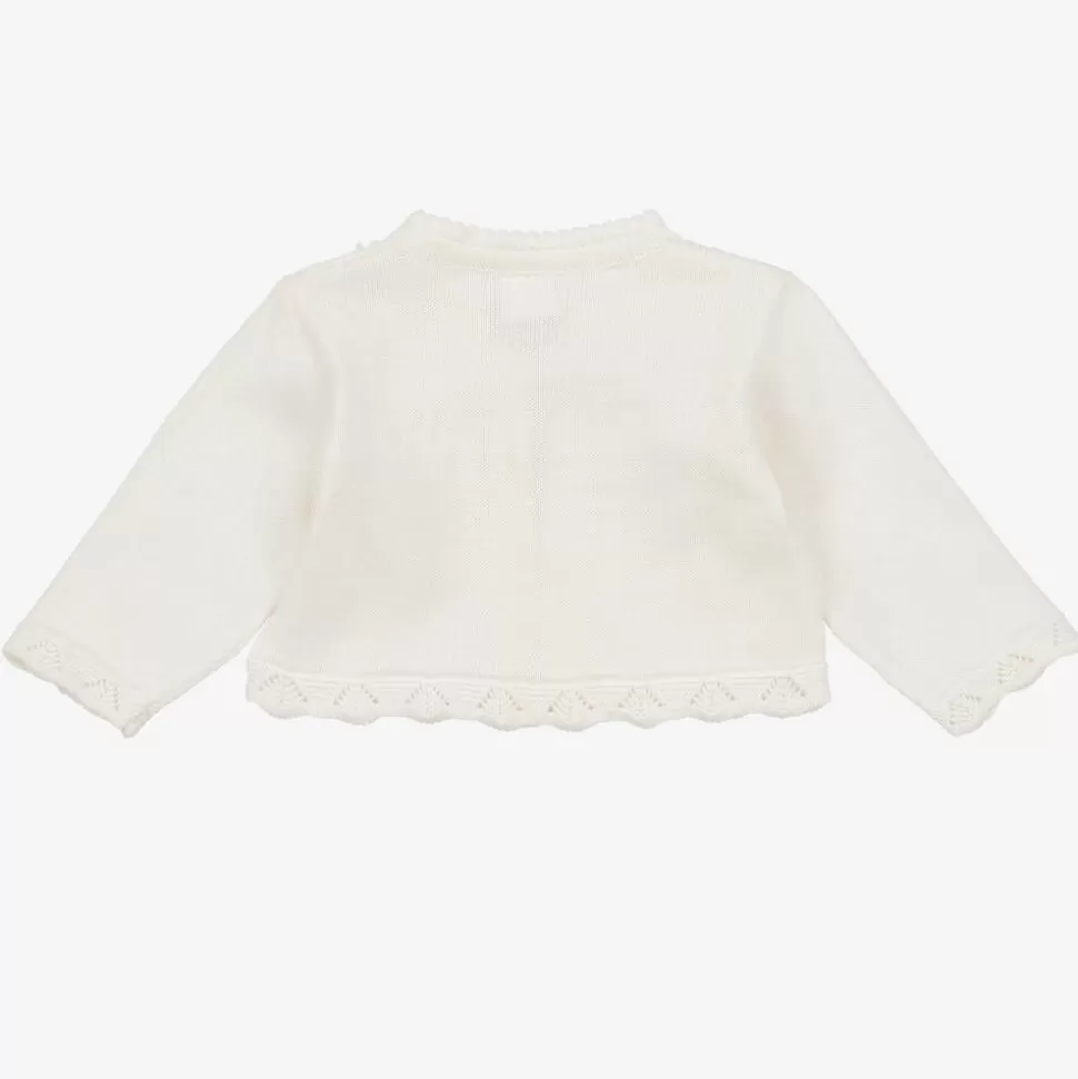 Pretty Originals Girls Ivory Cotton Knit Bow Cardigan^ Tops