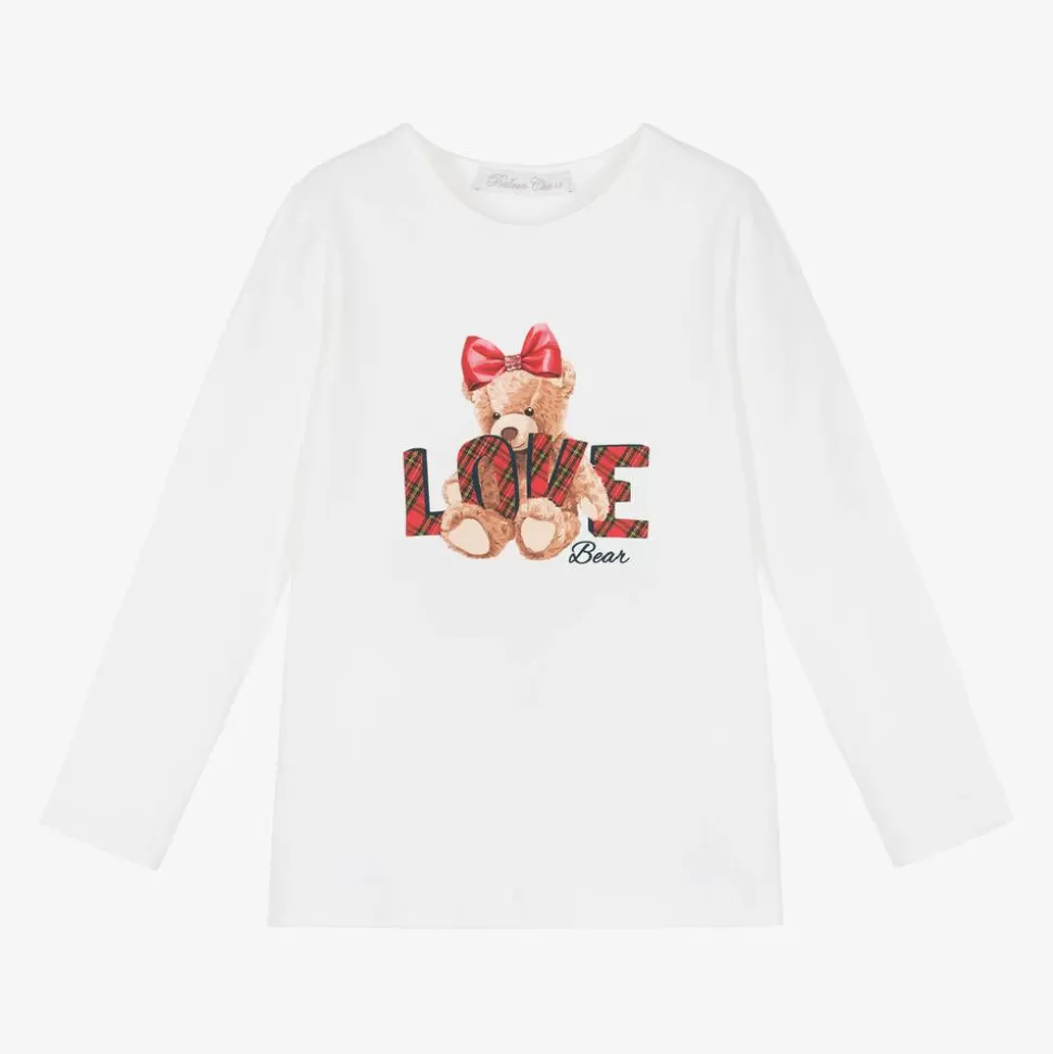 Balloon Chic Girls Ivory Cotton Teddy Top^ Tops