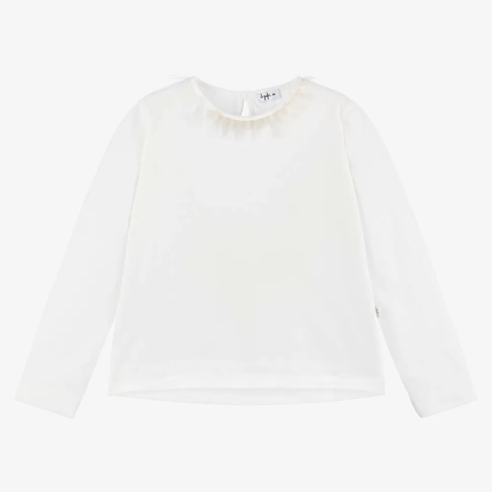 Il Gufo Girls Ivory Cotton Top^ Tops