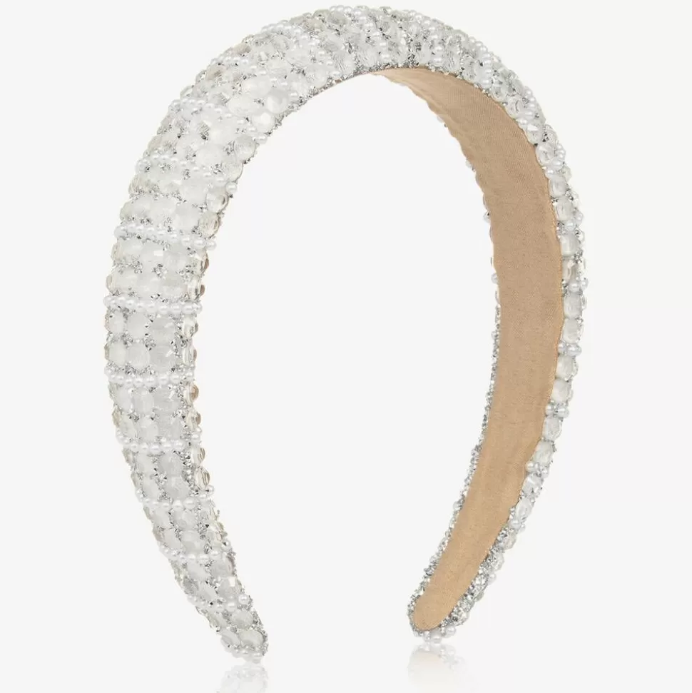 David Charles Girls Ivory Diamanté Padded Hairband^ Hair Accessories