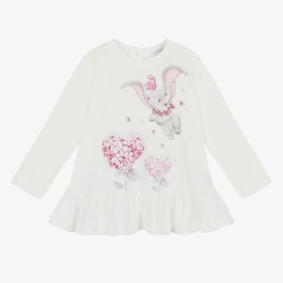 Monnalisa Girls Ivory Disney Cotton Tunic Top^ Tops | Tops