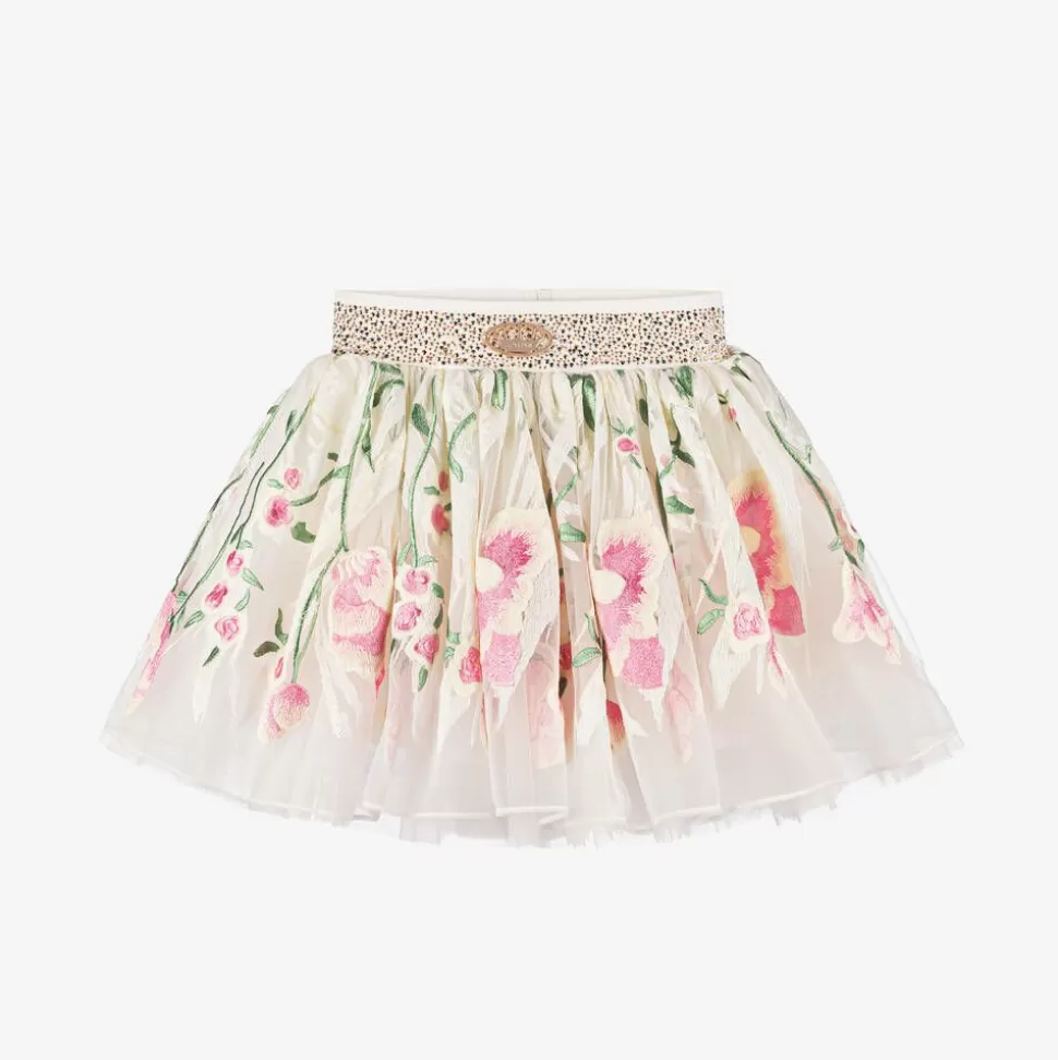 Junona Girls Ivory Embroidered Tulle Skirt^ Skirts