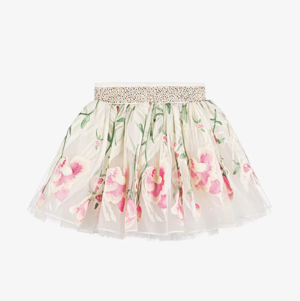Junona Girls Ivory Embroidered Tulle Skirt^ Skirts