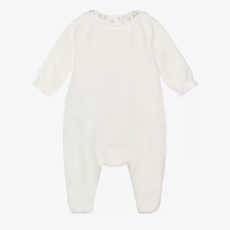 Tartine et Chocolat Girls Ivory Embroidered Velour Babygrow^ Babysuits
