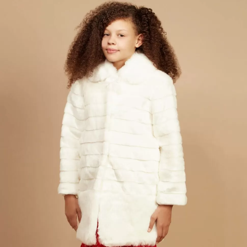 Romano Princess Girls Ivory Faux Fur Coat & Hat Set^ Coats & Jackets
