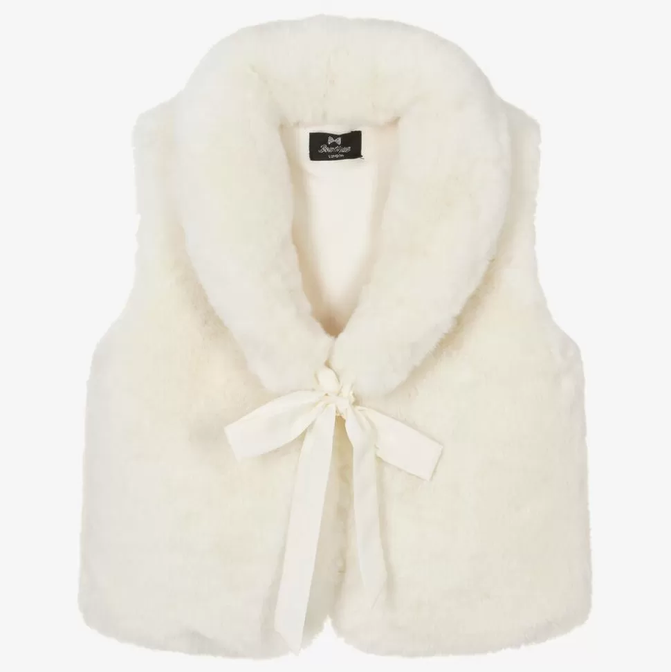 Bowtique London Girls Ivory Faux Fur Gilet^ Coats & Jackets