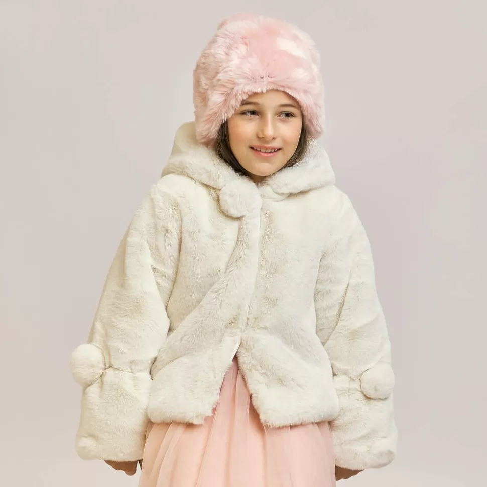 Bowtique London Girls Ivory Faux Fur Hooded Jacket^ Coats & Jackets