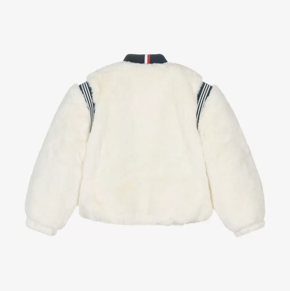 Tommy Hilfiger Girls Ivory Faux Fur Varsity Jacket^ Coats & Jackets
