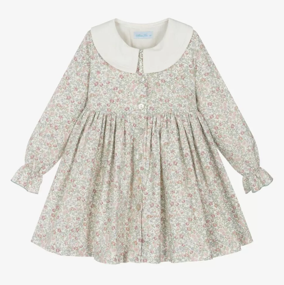 Abuela Tata Girls Ivory Floral Print Cotton Dress^ Dresses