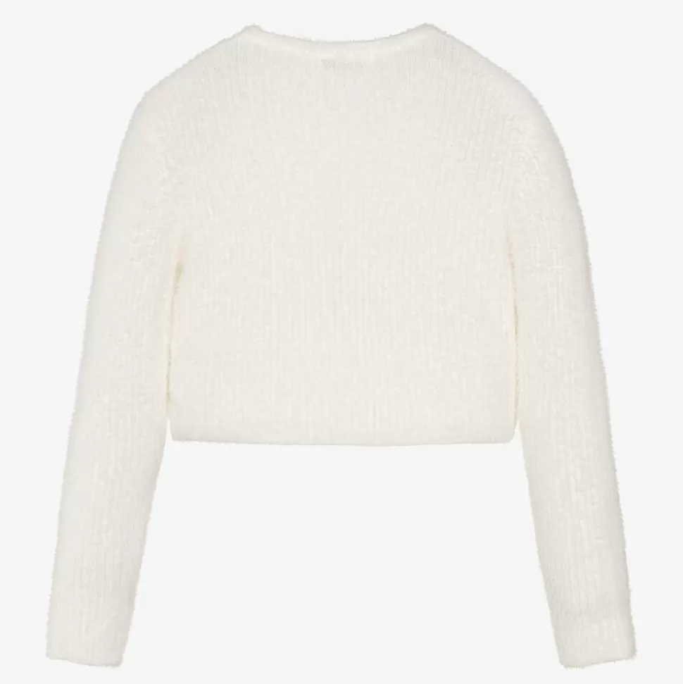 Elsy Girls Ivory Fluffy Knit Cardigan^ Tops