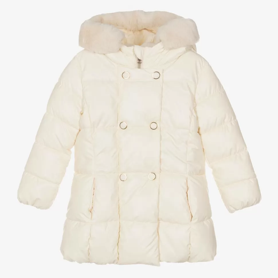 Mayoral Girls Ivory Hooded Puffer Coat^ Coats & Jackets