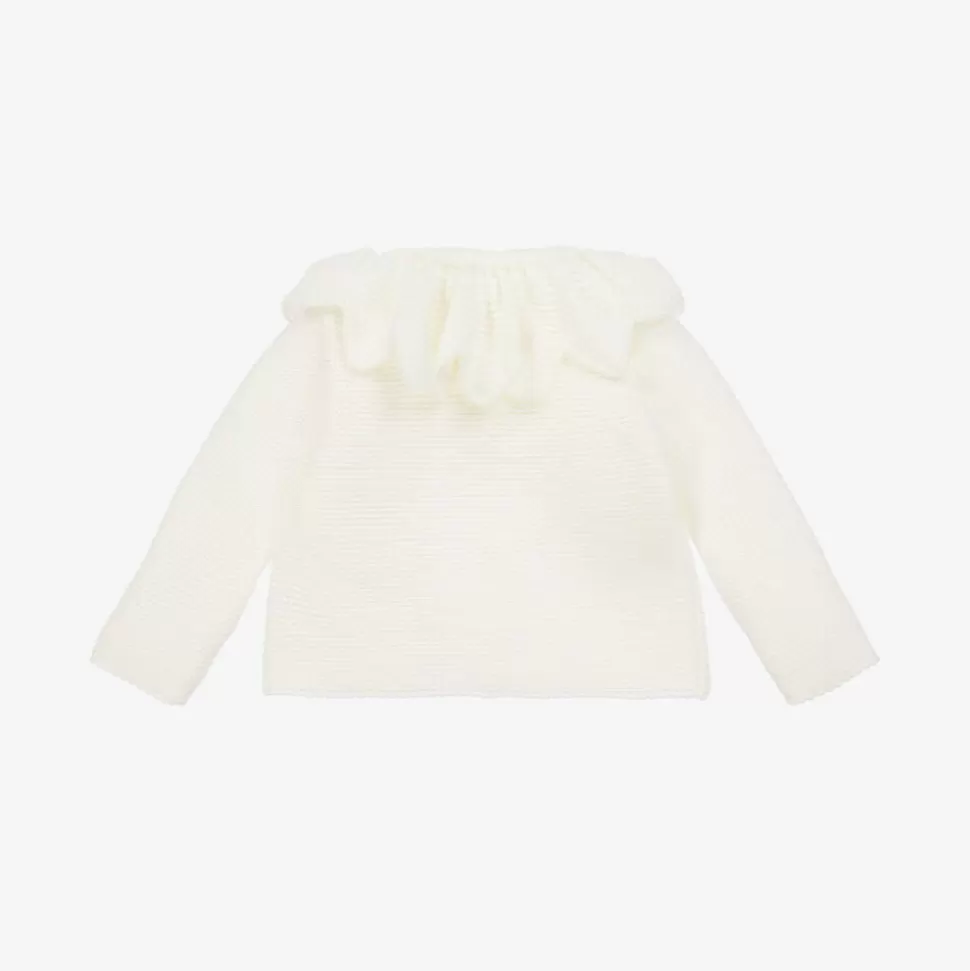 Mebi Girls Ivory Knit Collar Cardigan^ Tops