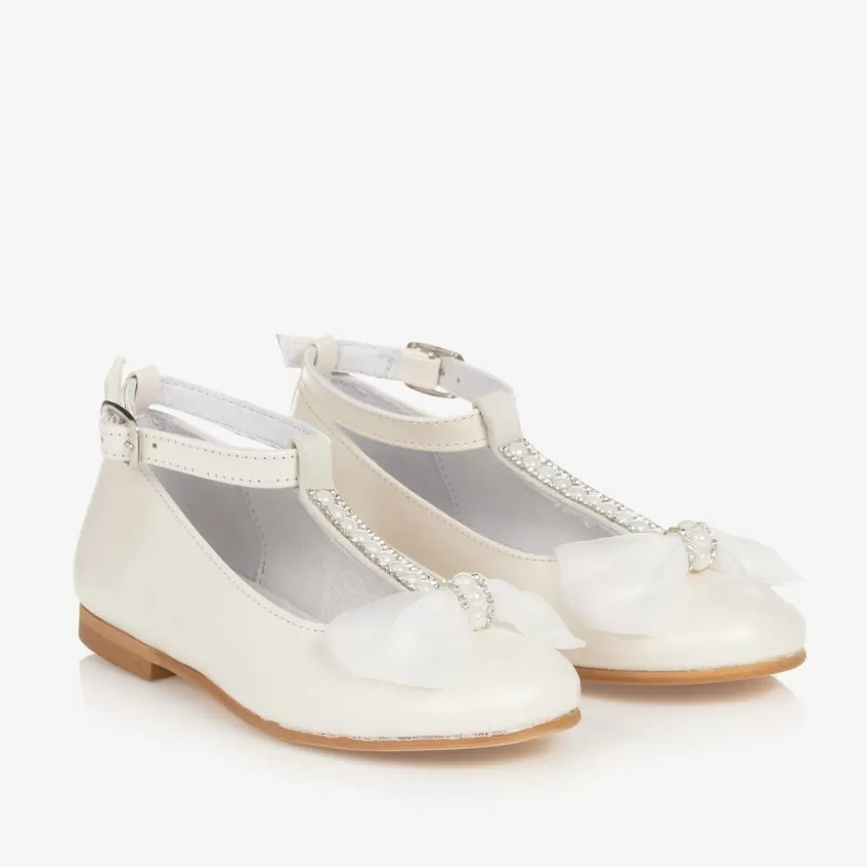 Childrens Classics Girls Ivory Leather Ballerina Bar Shoes^ Traditional Shoes