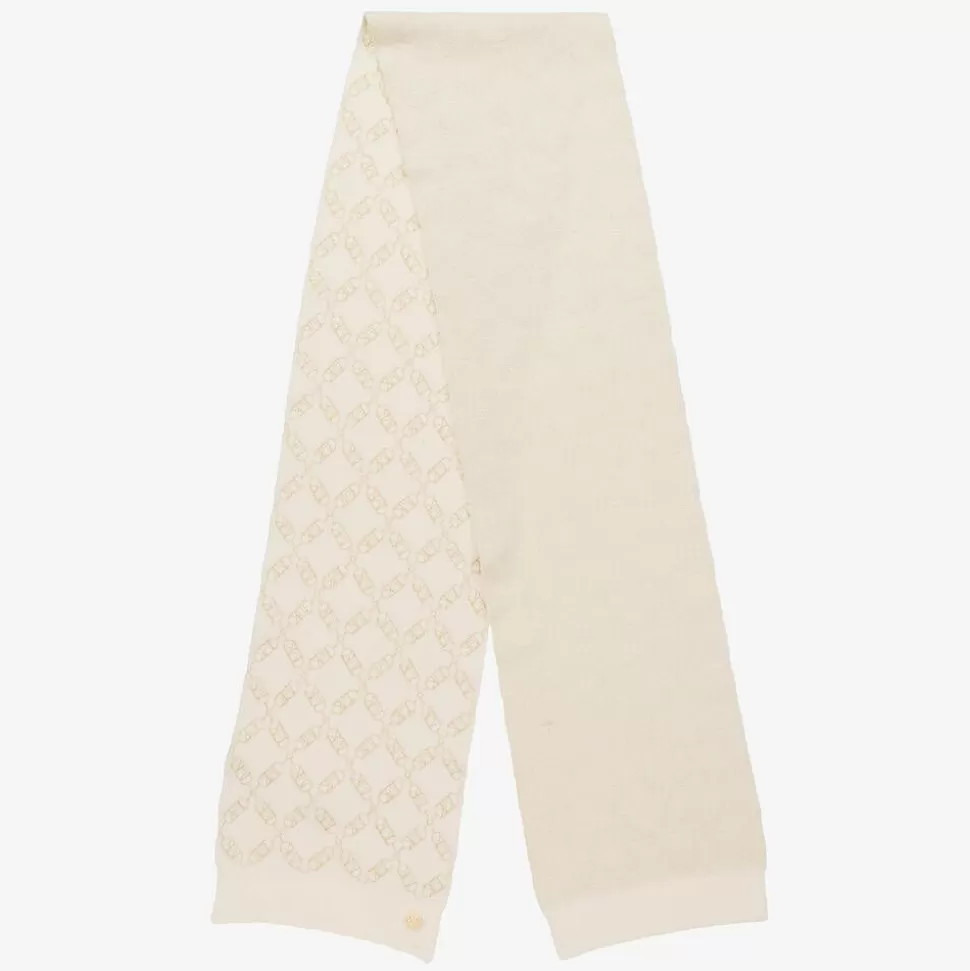 Michael Kors Kids Girls Ivory MK Empire Logo Scarf^ Scarves
