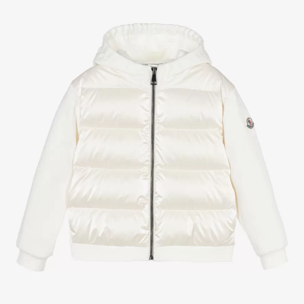 Moncler Enfant Girls Ivory Padded Cotton Zip-Up Top^ Tops